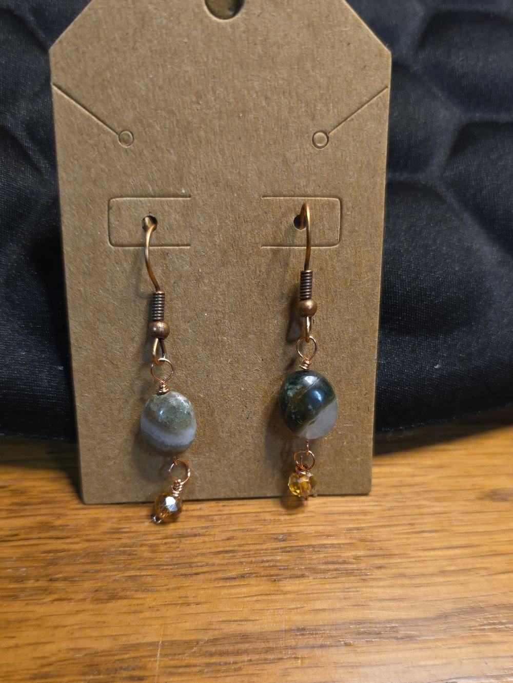 Handmade Green Agate Stone Dangle Earrings